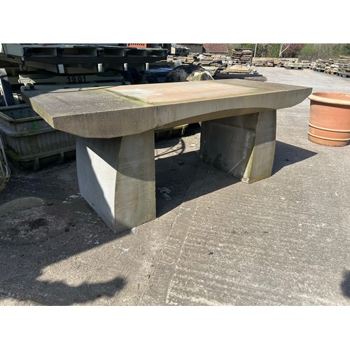 674 - Good quality carved sandstone altar or dining table, H 80cm x L 205 x W 85

Situated at Ronson Recla... 