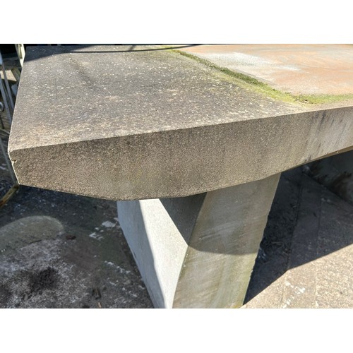 674 - Good quality carved sandstone altar or dining table, H 80cm x L 205 x W 85

Situated at Ronson Recla... 