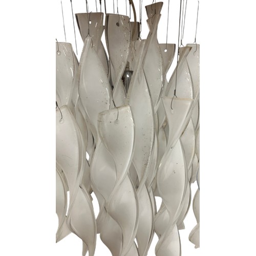 42 - A large and impressive Murano glass ceiling light, with numerous white cased hand turned glass spira... 