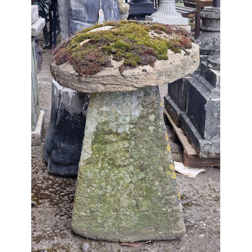 153 - Well weathered natural stone staddlestone, H 70cm x W 52cm