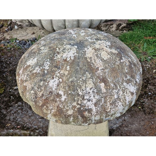 170 - Weathered reconstituted stone staddlestone, H 64cm x W 47cm