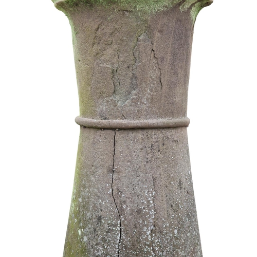 669A - Good antique sundial with substantial weathered natural stone baluster column, H 123cm x W 30cm x D ... 