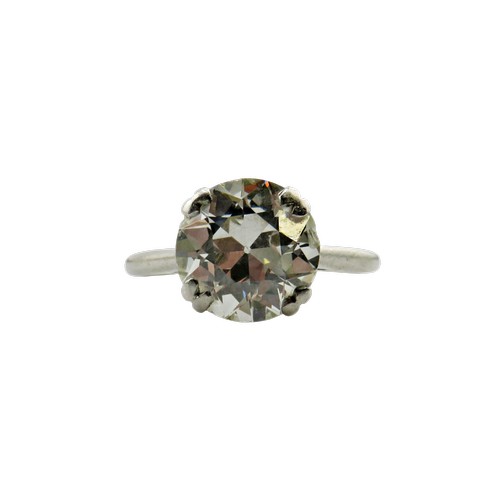8 - A diamond solitaire ring, the early modern round brilliant approx. 3.25cts, in a twin four-claw sett...