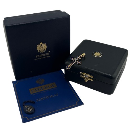 20 - Collection Faberge by Victor Mayer, a vintage gold, diamond and blue enamel botonee cross, circa 200... 