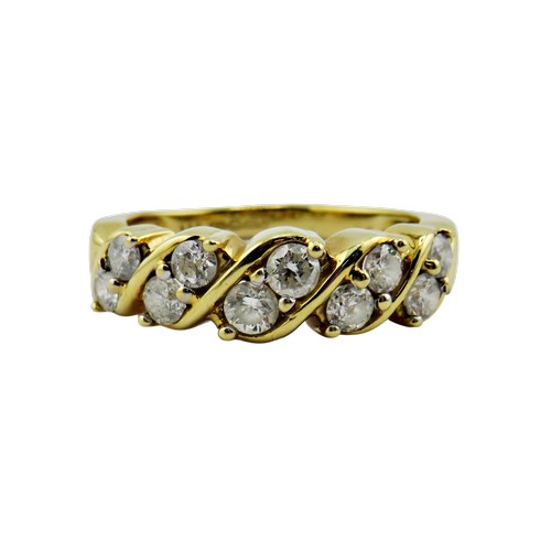 32 - A modern 18ct gold and diamond half-eternity ring, the ten small round brilliants claw set in pairs ... 