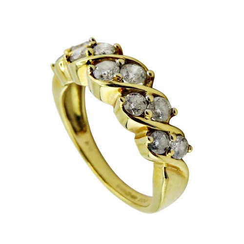 32 - A modern 18ct gold and diamond half-eternity ring, the ten small round brilliants claw set in pairs ... 