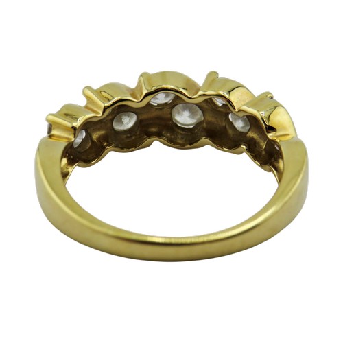 32 - A modern 18ct gold and diamond half-eternity ring, the ten small round brilliants claw set in pairs ... 