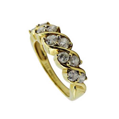 32 - A modern 18ct gold and diamond half-eternity ring, the ten small round brilliants claw set in pairs ... 