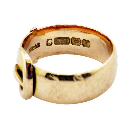41 - An early 20th century 9ct rose gold and tiny diamond buckle ring, hallmarks for Birmingham 1916, 7mm... 
