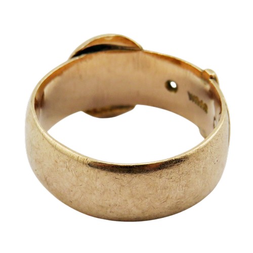 41 - An early 20th century 9ct rose gold and tiny diamond buckle ring, hallmarks for Birmingham 1916, 7mm... 