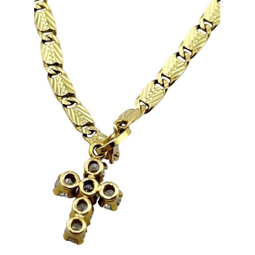 46 - A modern Italian gold fancy oval-link bracelet on a bolt-ring clasp, stamped '14K', approx. 40cm lon... 