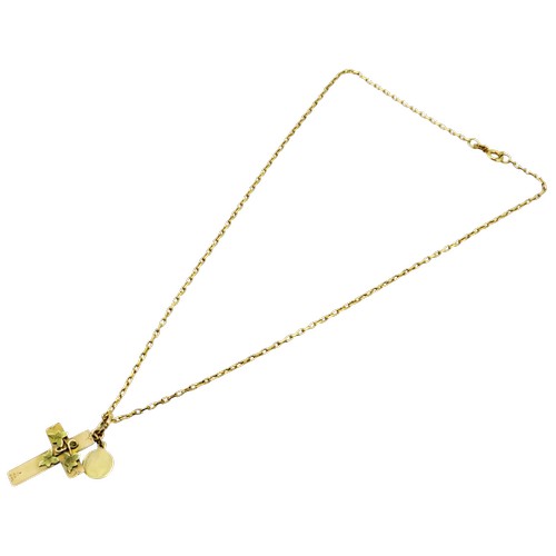 51 - A vintage 9ct gold faceted-oval belcher link necklace on a bolt ring clasp, approx. 40cm long overal... 