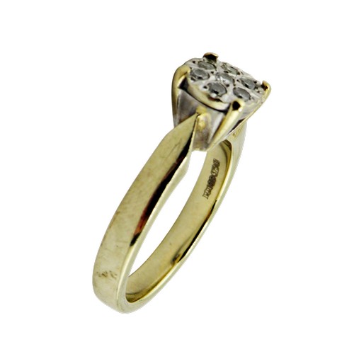56 - A modern 9ct gold and diamond seven stone cluster ring, the round brilliants approx. 0.245cts total,... 
