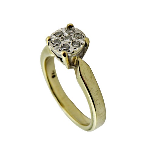 56 - A modern 9ct gold and diamond seven stone cluster ring, the round brilliants approx. 0.245cts total,... 