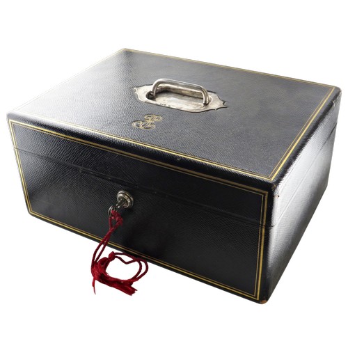 631 - An exquisite quality late Victorian silver mounted leather clad gentleman's travelling work box, Lon... 