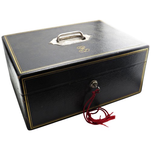 631 - An exquisite quality late Victorian silver mounted leather clad gentleman's travelling work box, Lon... 