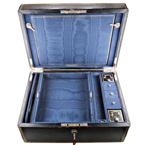 631 - An exquisite quality late Victorian silver mounted leather clad gentleman's travelling work box, Lon... 