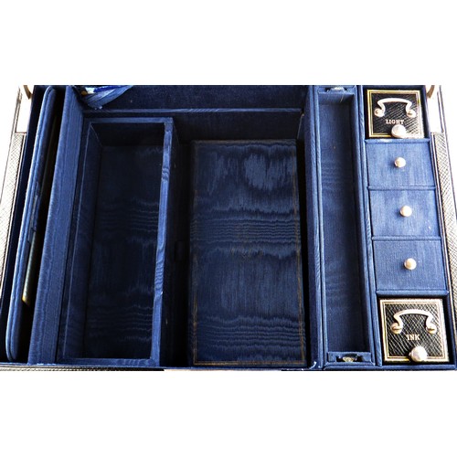631 - An exquisite quality late Victorian silver mounted leather clad gentleman's travelling work box, Lon... 