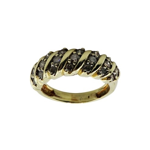35 - A vintage gold and diamond half-eternity ring, the 21 small round brilliants grain set in trios with... 