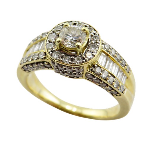31 - A vintage Continental gold and diamond cluster dress ring, centred with a round brilliant diamond ap... 