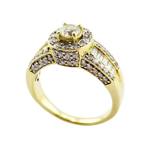 31 - A vintage Continental gold and diamond cluster dress ring, centred with a round brilliant diamond ap... 