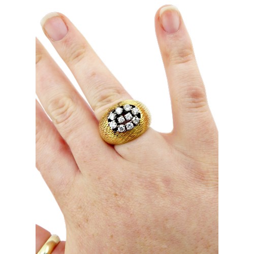 3 - Cartier, a vintage mounted by Cartier diamond bombe ring, the ten round brilliant diamonds approx. 0... 