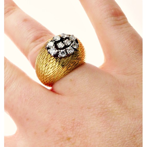 3 - Cartier, a vintage mounted by Cartier diamond bombe ring, the ten round brilliant diamonds approx. 0... 