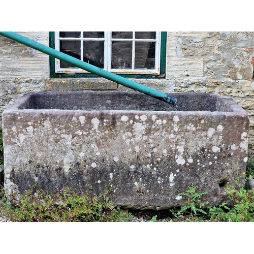 1066 - Large weathered natural stone village trough, H 75cm x W 190cm x D 97cm NB: Situated at John Robson'...