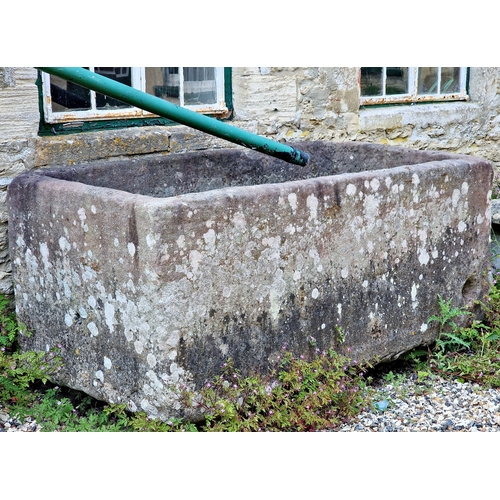 1066 - Large weathered natural stone village trough, H 75cm x W 190cm x D 97cm NB: Situated at John Robson'... 
