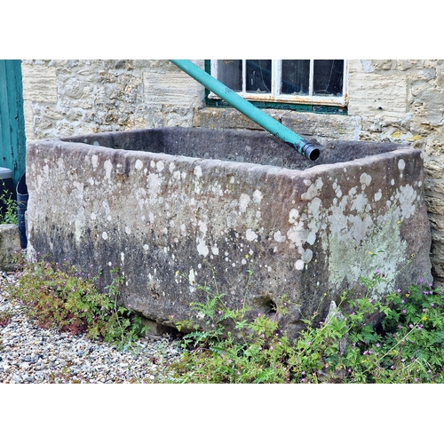 1066 - Large weathered natural stone village trough, H 75cm x W 190cm x D 97cm NB: Situated at John Robson'... 
