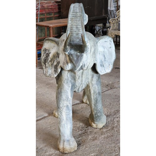 1 - Large cast bronze water feature of an elephant, H 137cm x W 170cm x D 72cm