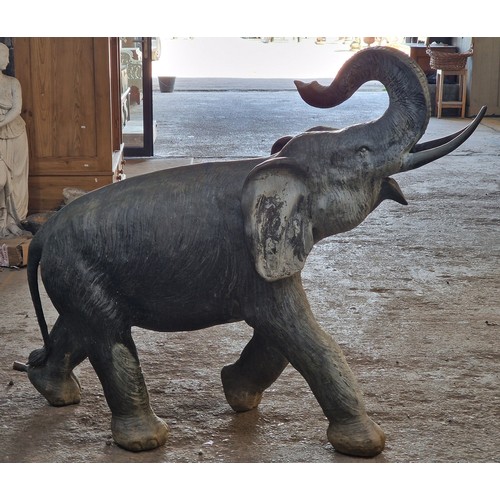 1 - Large cast bronze water feature of an elephant, H 137cm x W 170cm x D 72cm