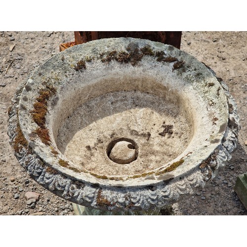 2 - Haddonstone - Pair of weathered reconstituted stone regency style urns with lobed bowls, raised on s... 