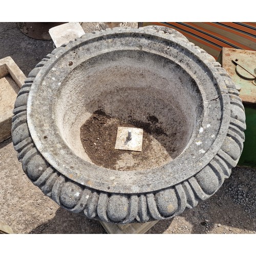 8 - Haddonstone - Pair of reconstituted stone 'Westonbirt' garden urns with spiralled bowls and darted r... 