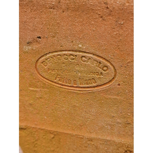 15 - Italian terracotta hexagonal planter with classical cherub scenes relief, stamped Benocci Carlo, H 4... 