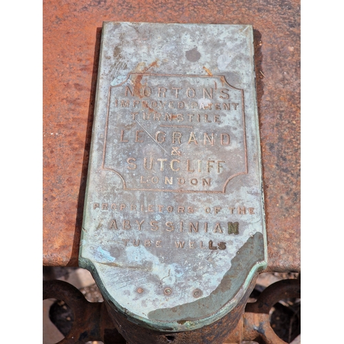 16 - Vintage cast iron Nortons Improved patent football turnstile, by Le Grand & Sutcliff London, H 108cm... 