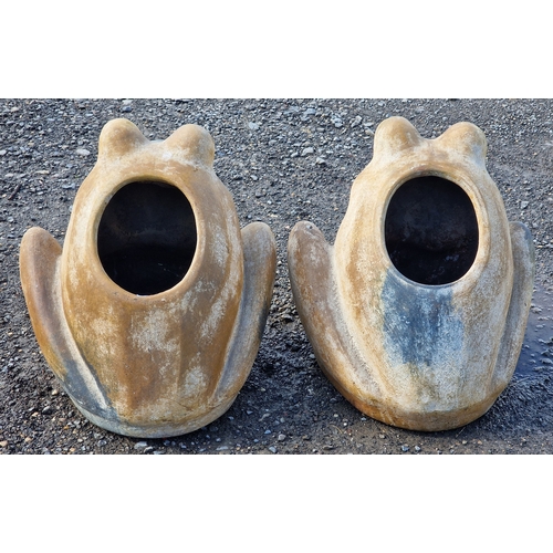 21 - Pair of terracotta frog planters, H 57cm x W 45cm x D 53cm (2)