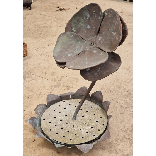 22 - Copper water feature in the form of a flower, H 80cm x W 60cm