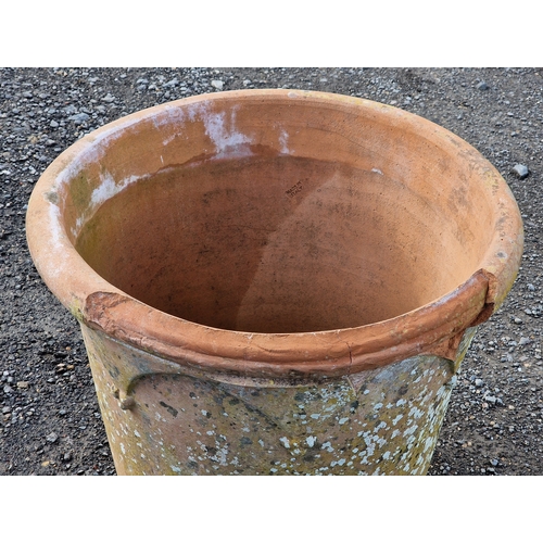 24 - Large Italian terracotta planter with Gothic arch detail, H 61cm x W 61cm (AF damage to rim)