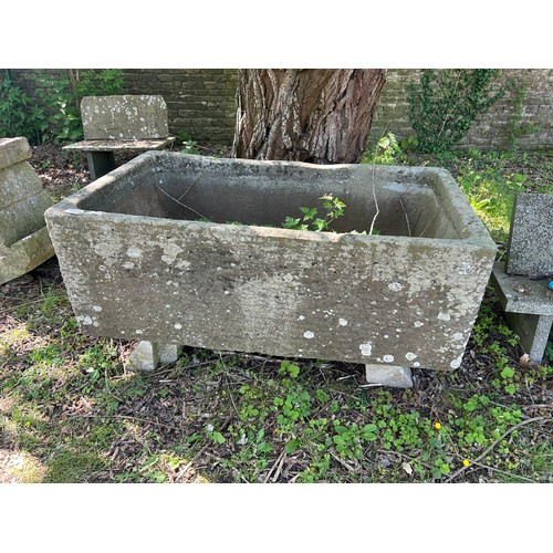 Good antique natural York stone village trough with chiselled exterior, H 54cm x L 153 x D 91 NB: Situated at John Robson's Reclamation, (A40) London Road, Northleach, Cheltenham GL54 3LX