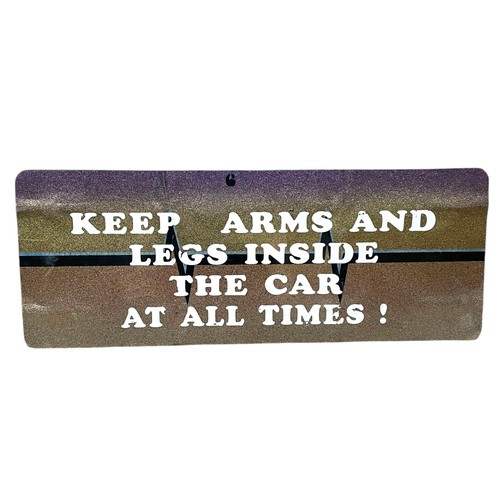 31 - A large fairground geometric decorative panel, glittery fibreglass, ' Keep Arms And Legs Inside The ... 