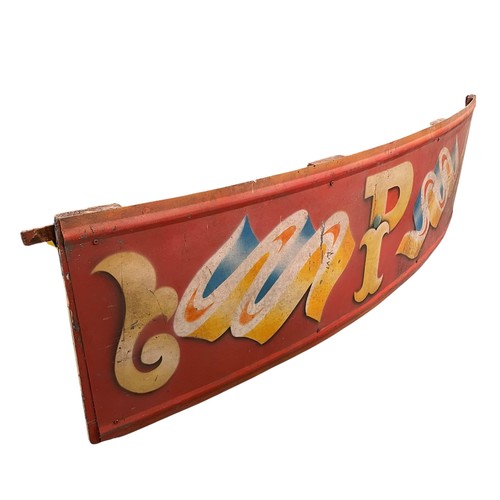 40 - Circus / Fairground - A vintage painted ' P ' wooden rounding board, H 50cm x W 177cm.