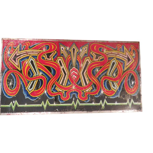 45 - Fairground - A 1950's dodgem ride hand painted night shutter panel, painted with enamel paints on me... 