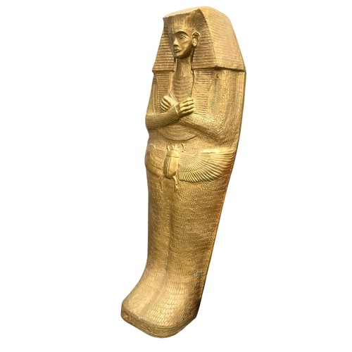46 - A very large Tutankhamun style gilt painted fibreglass wall statue, life-sized, H 200cm approx.