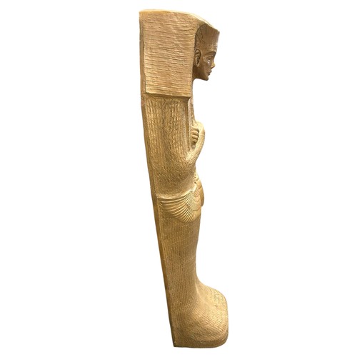 46 - A very large Tutankhamun style gilt painted fibreglass wall statue, life-sized, H 200cm approx.