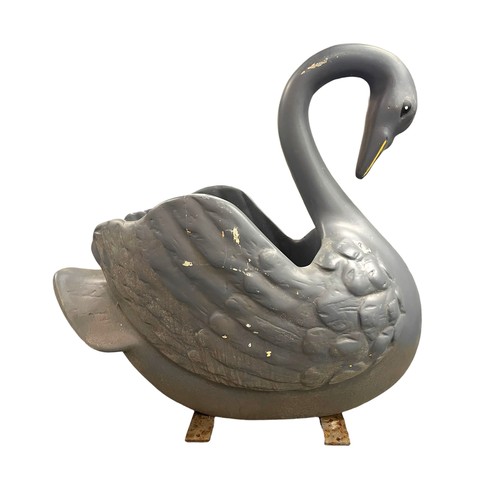 52 - Fairground / Circus - A painted carousel swan child's fairground ride carriage, fibreglass, H 80cm x... 