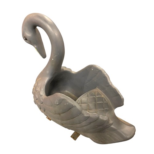 52 - Fairground / Circus - A painted carousel swan child's fairground ride carriage, fibreglass, H 80cm x... 