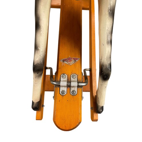 54 - A Leeway vintage painted wooden rocking horse, with makers labels, H 106cm x L 132cm
