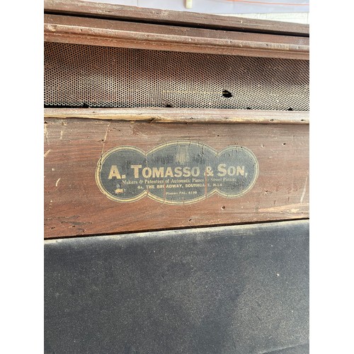 59 - A. Tomasso & Son of Southgate - An early 20th century crank-operated barrel piano / organ, with pain... 