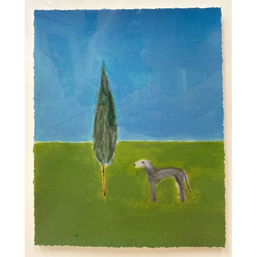5 - Craigie Aitchison - 'Cypress Tree and Dog', signed and dated 2005 to verso, limited edition screenpr... 